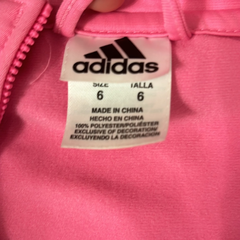 Girls pink Adidas track jacket. Size 6 - Picture 8 of 8